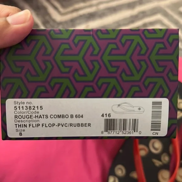 Tory Burch Rouge Hats Thin Rubber Flip Flop Slippers - Picture 6 of 6